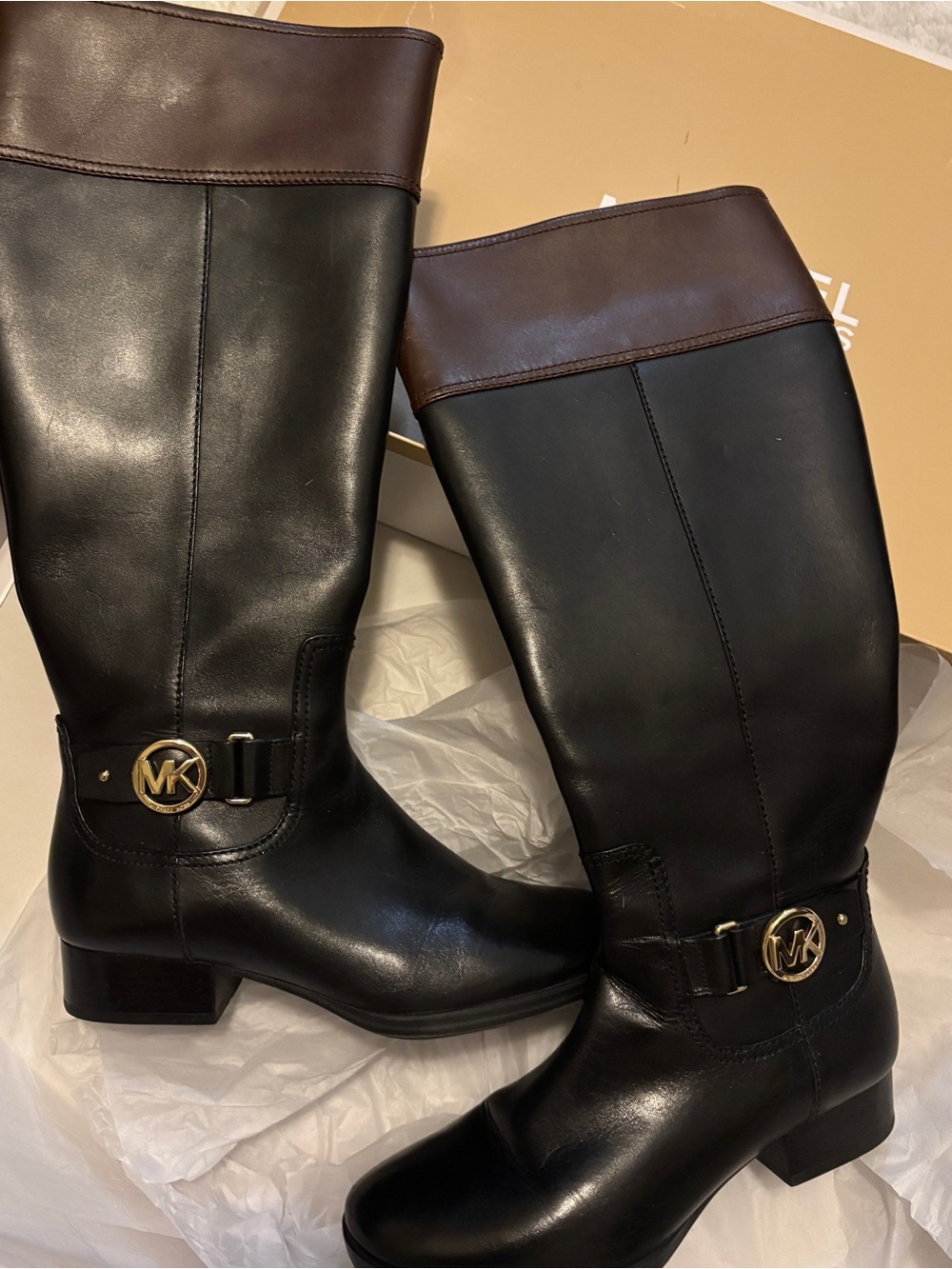 Michael Kors Harland Leather Wide Shaft Riding Boots Size 6M